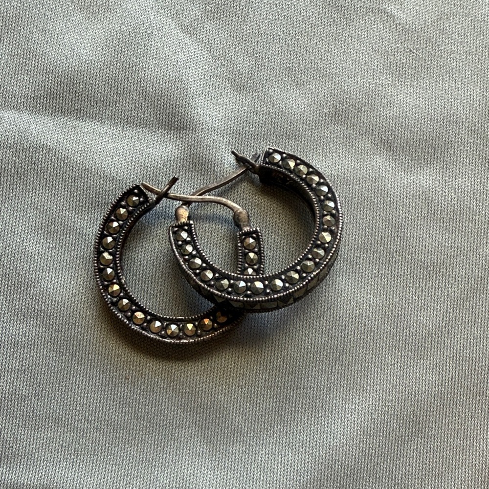 Elegant Black and Silver Hoop Earrings